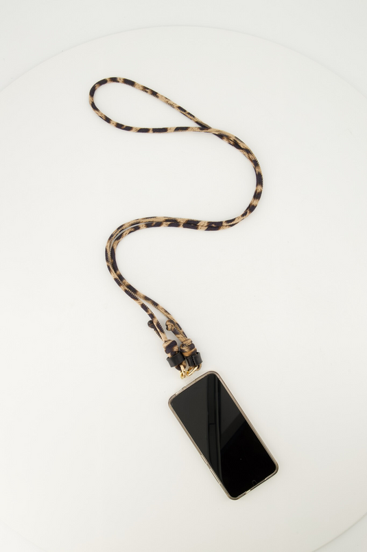 Telefoonkoord - Bruin - Luipaard - Goudkleurig