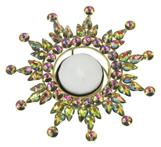 Waxinelichthouder ijskristal – met parelmoer steentjes